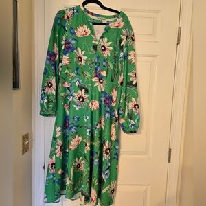H&M Green Floral Long Sleeve Dress